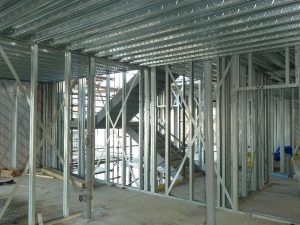 Figure 6 – Light steel framing with composite floors during construction